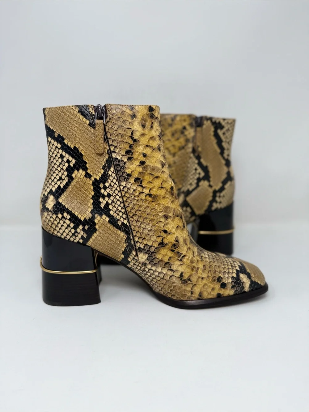 New Tory Burch Leather Ankle Boot Snake Embossed Sz 9.5